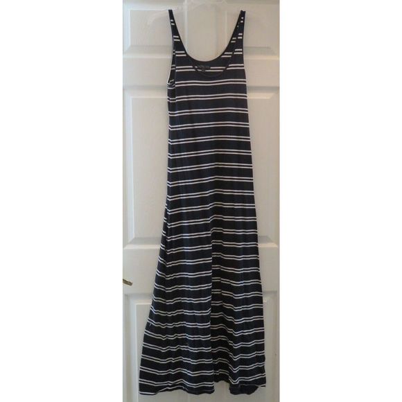 Vans Women's Sz M Black/White Striped Tank Ankle Length Dress - Picture 1 of 9